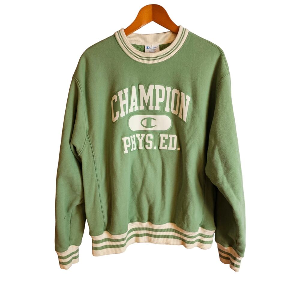 Champion Reverse Weave Men's Heavyweight Pullover Sweatshirt. Green. Size L